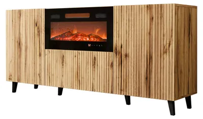 Produktbild von MIRJAN24 Kommode Vamos 180 mit Kamin, Stilvoll Schlafzimmer Kollektion, Highboard, Modern Sideboard (Farbe: Wotan / Schwarz Füße)