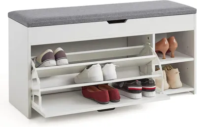 Imagen del producto de Banco con espacio de almacenamiento, de madera, 100x52x30 cm, ideal para recibidores