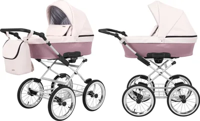 Produktbild von Kinderwagen ROMANTIC Babywagen Babyschale Kinder Wagen Set 1 in 1 (rosa eco, Rahmenfarbe: grauer Rahmen)