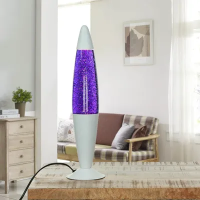 Produktbild von Lavalampe JENNY Glitter Violett Lila Weiß 42 cm hoch Tischleuchte Retro