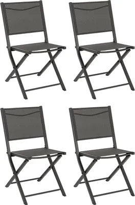 Produktbild von Gartenstühle - Anthrazit - Aluminiumrahmen - Textilen - klappbar - 4er Set