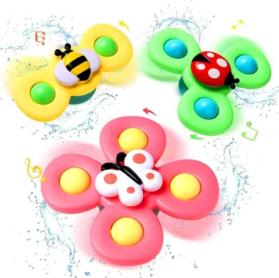 Produktbild von 3 Stück Saugnapf Spinner Spielzeug, Baby Fidget Spinner Spielzeug, Spinning Spielzeug für Kleinkinder 1-3, Geburtstagsgeschenke für Baby Boy Girl