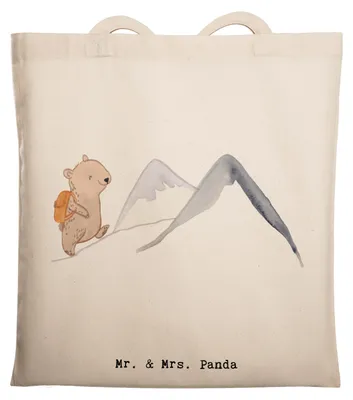 Produktbild von Mr. & Mrs. Panda Schultasche Bär Bergsteigen - Transparent - Geschenk, Alpinismus, Shopping Tasche, Tote Bag, Laptoptasche, Alpinwandern, dokumententasche, Trekking