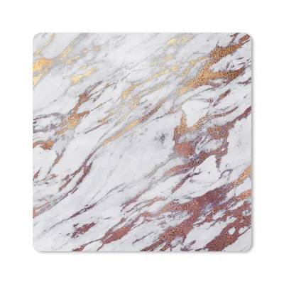 Produktbild von MuchoWow® Mauspad Mousepad Marmor - Weiß - Gold - Rot 20x20 cm - Mousepads - Maus Mat - Pad - Mausunterlage - Desk Mat - Bureauartikeln