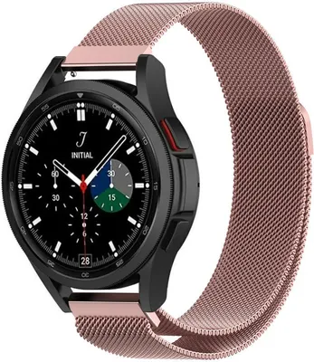 Produktbild von Strap-it Milanese Armband - Kompatibel mit Samsung Galaxy Watch 4 Classic Armband 46mm Edelstahl Ersatzarmband mit Magnetverschluss - Hochwertiges Material - für Smartwatch 20mm Armband Rosa