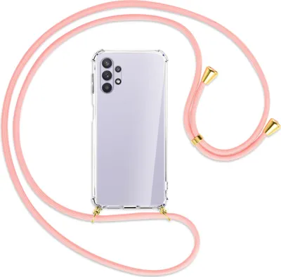 Produktbild von Handykette Backcover-Schutzhülle mit Band (Metall goldfarben) für Samsung Galaxy A32 5G - rosa