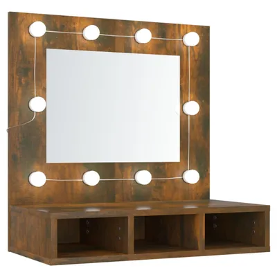 Immagine prodotto di vidaXL Armadio a specchio con LED in rovere fumé 60x31,5x62 cm