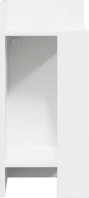 A white side table with an open shelf.