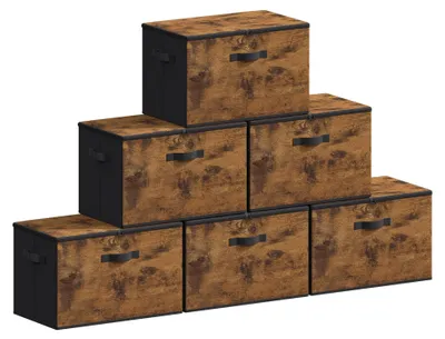 Produktbild von Aufbewahrungsbox mit Deckel, 6er-Set, faltbare Stoffbox mit Griffen, Kleideraufbewahrungsbox, 40 x 30 x 25 cm, Vliesstoff