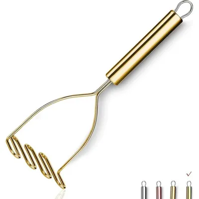 Image de Écrase-purée en acier inoxydable avec revêtement en titane doré, 9,6 pouces, compatible avec le lave-vaisselle