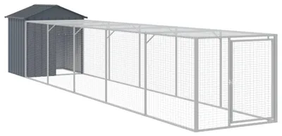 Produktbild von vidaXL Hühnerkäfig mit Auslauf Anthrazit 117x609x123 cm Stahl Verzinkt