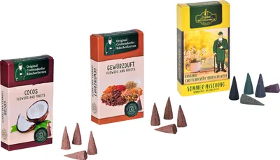 Produktbild von Crottendorfer - 3er Set Räucherkerzen Cocos / Gewürzmischung / Sommer Mischung - Inhalt jeweils 24 Stück, Größe M (Standard)