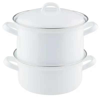 Produktbild von RIESS 0286-033 Kartoffelkocher mit Emailledeckel 18 cm, Classic Weiss / Dünsttopf