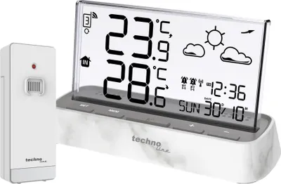 Produktbild von Technoline WS 6782, Weiß, Innen-Thermometer, Außen-Thermometer, Thermometer, -9,9 - 50 °C, -40 - 70 °C, Akku