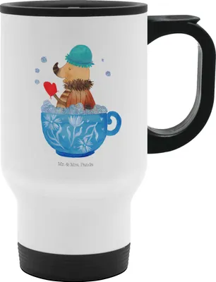 Produktbild von Mr. & Mrs. Panda Thermobecher To Go Nachtfalter Schaumbad - Weiß - Geschenk, WC, thermosbecher, Kaffeebecher, Träumen, Bad, Badezimmer, Mit Deckel, Baden, Mehrwegbecher