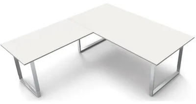 Produktbild von Schreibtisch Aveto 200 Bügel-Gestell 200x100x68-82cm / Anbau 120x80cm weiß