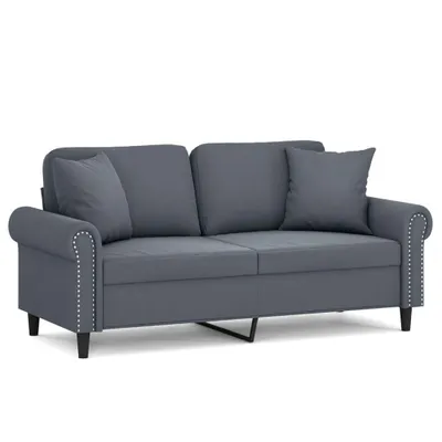 Produktbild von vidaXL 2-Sitzer-Sofa mit Zierkissen Dunkelgrau 140 cm Samt