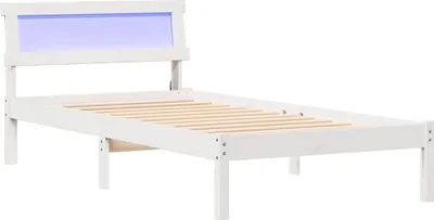Produktbild von vidaXL Bettrahmen mit Kopfteil Weiß 90 x 190 cm Massives Kiefernholz