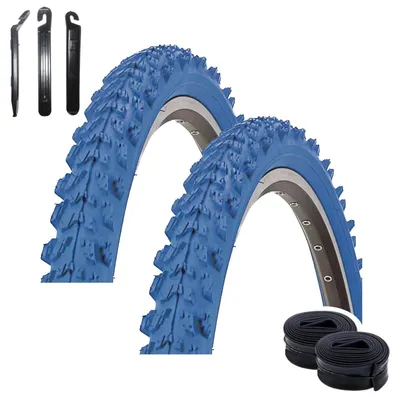 Immagine prodotto di 2 pneumatici Kenda K-829 Psycho per mountain bike, misura 24 x 1,95 (50-507), + 2 camere d'aria AV compatibili, inclusi leva pneumatici