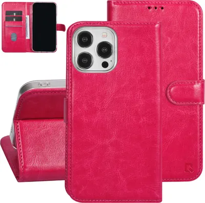 Immagine prodotto di UNIQ Accessory Custodia a libro per iPhone 15 Pro Max - Porta carte per 3 carte - Chiusura magnetica - Rosa caldo