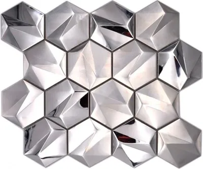 Produktbild von Edelstahl Hexagon Mosaikfliesen Hexagon 3D Stahl Titanium glänzend/matt MOS128-SB