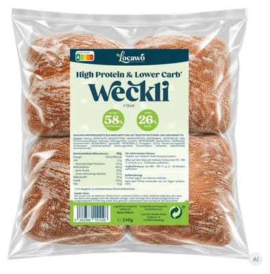 Produktbild von Locawo High Protein Low Carb Weckli Brötchen 240g