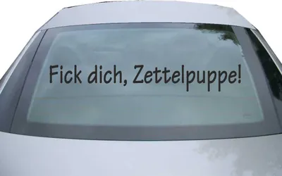 Produktbild von Indigos UG - Aufkleber Heckscheibe & Motorklappe DE2055 - schwarz - 600x85 mm - Fick dich Zettelpuppe - Auto Scheiben Fenster Heckklappe Tuning Racing JDM - Die cut