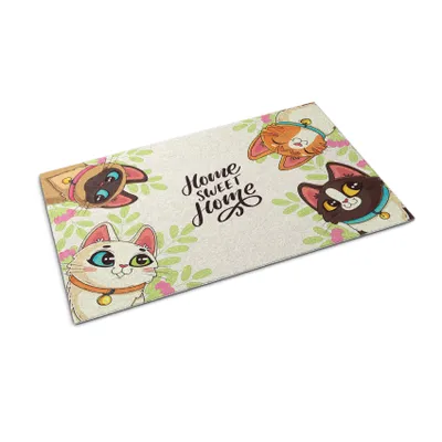 Obrázok produktu pre Rohožka na dvere - Rohož na zachytávanie nečistôt - Nekĺzavá vnútorná vonkajšia rohož - 60x40 cm - Znamenie mačky