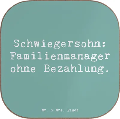 Produktbild von Mr. & Mrs. Panda Untersetzer für Gläser Spruch Schwiegersohn Manager - Meeresbrise - Geschenk, Coaster, Schwiegereltern, unbezahlt, Familienleben, Getränkeuntersetzer