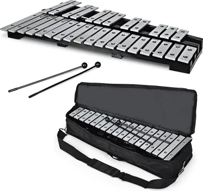 Produktbild von KOMFOTTEU Xylophon 30 Noten, Glockenspiel mit Metalltasten & 2 Schlägel, Handpercussion Schlaginstrument inkl. Tragetasche, Musikinstrument für Kinder