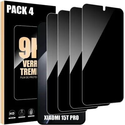 Image de 4 Vitre Protection Verre Trempé Anti-espion pour Xiaomi 15T Pro - Noir