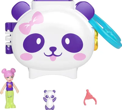 Image de Mattel Polly Pocket Mini Figurines Panda Gris Etui Poupée One Size