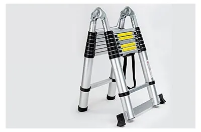 Produktbild von 5M (2,5 + 2,5 m) Mehrzweck Aluminium Teleskopleiter Ausziehbare Trittleiter A-Rahmenleiter mit 150 kg Tragfähigkeit