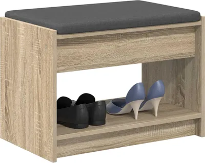 Produktbild von "im Diskont"Flurbank(1 pcs）CLORIS - Bettbank - Sitzbank - mit Kissen mit Regal Sonoma-Eiche 63x38x45cm - Sitzbänke GermanyMöbel9392265