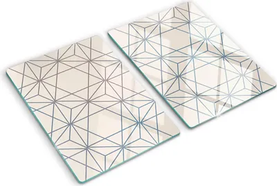 Produktbild von Tulup Glas Herdabdeckplatte - 2x40x52 cm - Glaskeramikkochfeld-Abdeckung Spritzschutz Glasabdeckplatte Kochplattenabdeckung und Schneidebrett - Zweiteilig - Sonstige - Geometrische Figuren - Beige