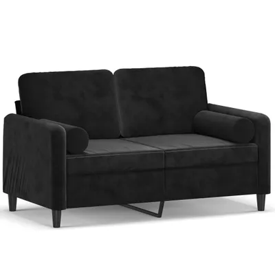 Produktbild von vidaXL 2-Sitzer-Sofa mit Zierkissen Schwarz 120 cm Samt