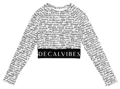 Produktbild von DECALVIBES Crop Top mit langen Ärmeln Ultimate Multilingual Calligraphy - 5XL