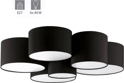 Zdjęcie produktu dla Eglo 99509 PASTORE 2 E27 6-drożna lampa sufitowa Ø990mm biały czarny
