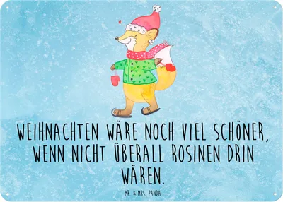 Produktbild von Mr. & Mrs. Panda tafel Fuchs  Schlittschuhe DIN A6 - Eisblau - Geschenk, Retro Blechschild, Heiligabend, Weihnachtsbaum, Wandbild, Weihnachtsmann, Weihnachten, Winter