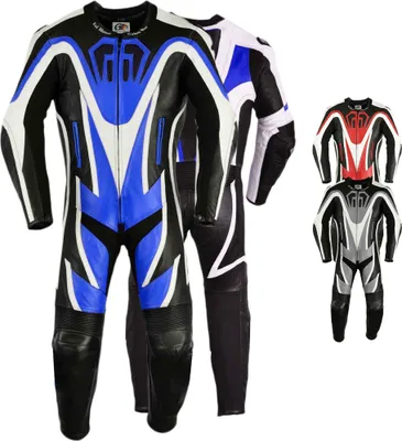 Produktbild von Einteiler Motorradkombi Motorrad Lederkombi aus Rindsleder echtleder Kombi , Größe:54/XL, Farbe:Blau