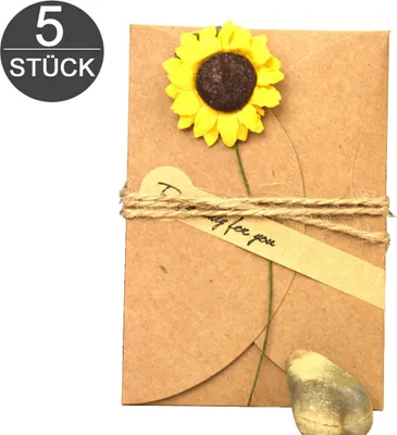 Produktbild von wortek Grußkarte Retro Glückwunschkarte Dankeskarte Jeder Anlass DIY Kraftpapier zum Selbst Gestalten 17,5x11cm | 5 Stück