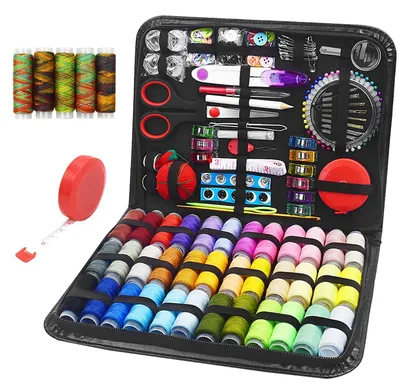 Image de Kit de couture complet comprenant 229 accessoires, livré dans une trousse en cuir, idéal pour les débutants, les enfants, les voyageurs, les machines à coudre, les adultes et les filles.