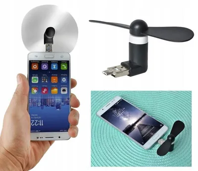 Produktbild von ISO TRADE, Mini-Ventilator, schwarz, microUSB, ISO 5770, 9 / 3 9 / 4 cm, Kunststoff, Leicht & tragbar
