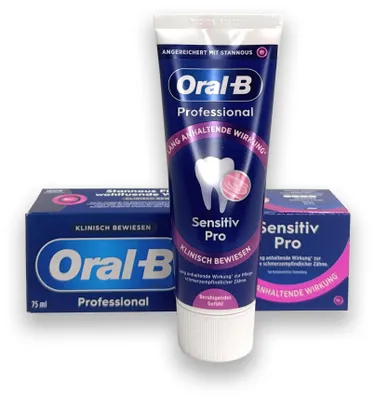 Produktbild von Oral-B Professional Sensitiv Pro, Desensibilisierungs-Zahnpasta, 75 ml, Erwachsener, Paste (Substanz), Eukalyptus, Minze, Blau, Pink, Weiß