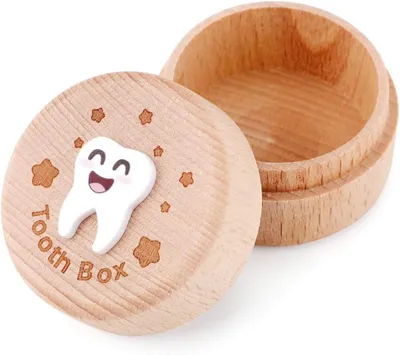 Produktbild von Niedliche 3D-Aufbewahrungsbox aus Holz für verlorene Zähne – Geschenk für frischgebackene Eltern