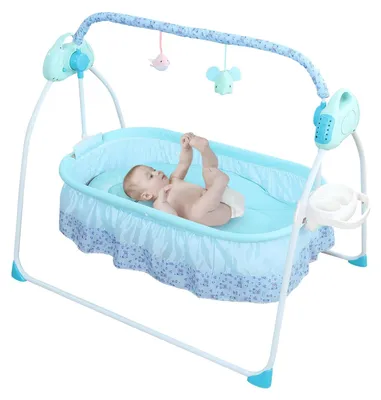 Image de Bébé-balancier électrique, avec fonction de balancement réglable et télécommande, couleur bleue