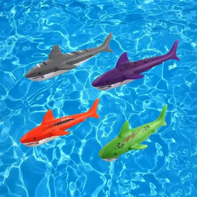 Produktbild von Unterwasser-Haifisch-Spielzeug – 4 Stück – 13 x 4 cm – Ideal für das Schwimmtraining – Spielzeug für das Schwimmbad