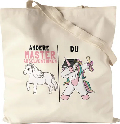 Produktbild von Andere Masterabsolventinnen Du Jutebeutel Stoffbeutel Canvas  Pferd Einhorn Geschenkidee Lustig Studentin Studium Hochschule Uni