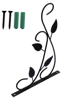 Produktbild von Schwarze Wandhaken aus Eisen zum Einhängen für Innen- und Außenbereich, dekorativ für Pflanzentöpfe, Laternen, Fenster und Terrassen