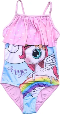 Produktbild von Badeanzug mit Rüschen Einhorn Rosa 92-98 cm